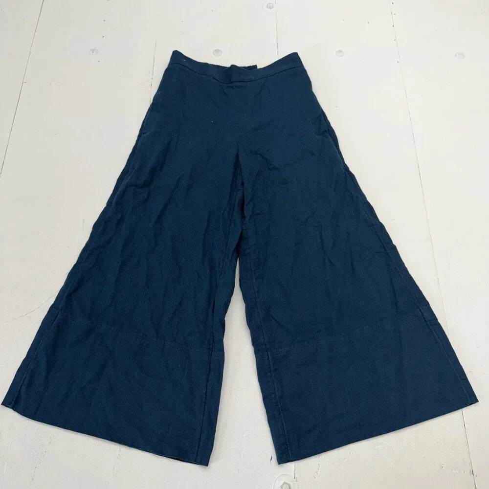 Banana Republic Pants Womens XXS Petite Blue Wide Leg Cropped Elastic Waist